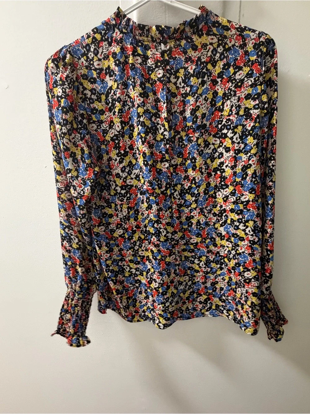 Carolina Belle Montreal Floral Mock Neck Blouse Size Small